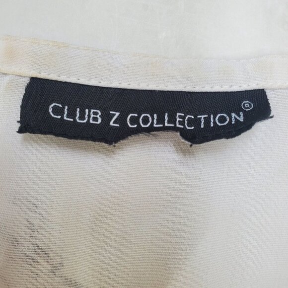 Club Z Collection Embroidered White Sheer Chiffon Swim Coverup Tunic Kaftan S - Picture 5 of 7